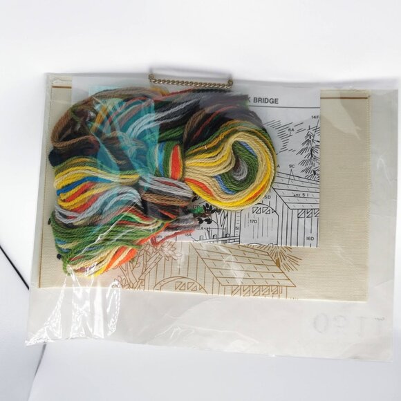 Creative Circle Needlepoint Kit Stoney Creek Covered Bridge 0511 Sealed Vintage - Picture 3 of 3